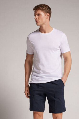 Bomullsshorts med ribbestrikk