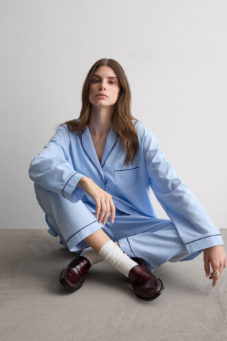 Chambray Ni lang pyjamas i bomull og modal