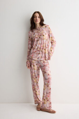 Fresh Bamboo lang pyjamas med blomstertrykk