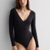 Fresh Bamboo langermet bodysuit med dyp V-hals