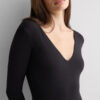 Fresh Bamboo langermet bodysuit med dyp V-hals