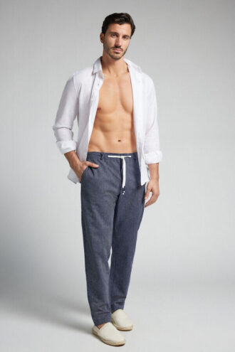 Lang bukser i lin og bomull