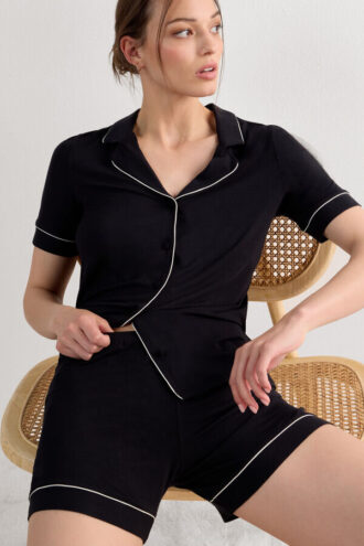 Modal-shorts med kontrastkant