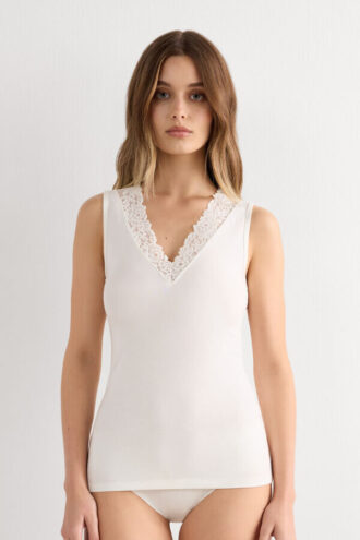 Pretty Flowers modal og blonder tank-top