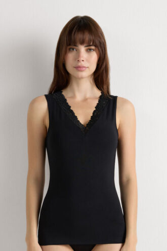 Pretty Flowers modal og blonder tank-top