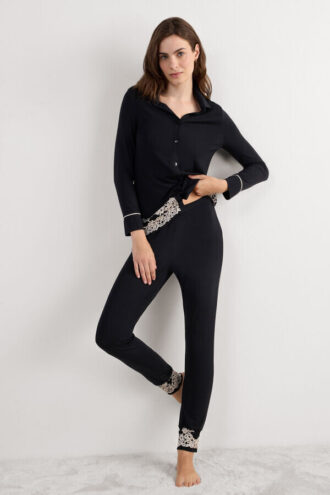 Pretty Flowers modalbukser i full lengde med mansjetter