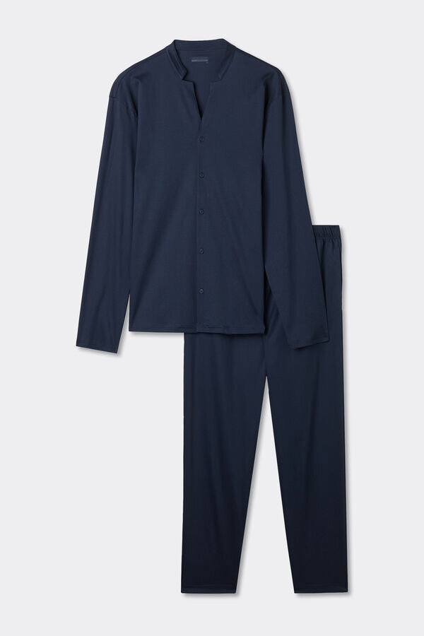 Pyjamas i bomull med åpen front og full lengde Pyjamas i bomull med åpen front og full lengde