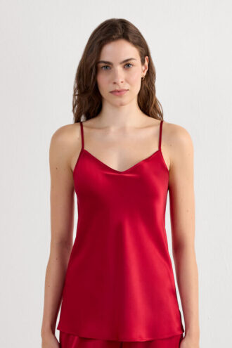 Silkesatin-top med V-hals