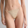 Silky Flowers silke- og blonder-Thong-stringtruse