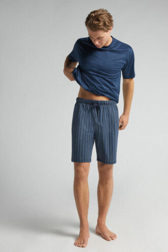 Stripe Print Cotton Shorts