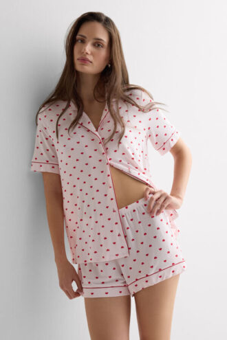 The Love Club Modal Button Up Short Pajamas