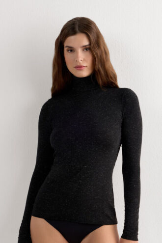 Turtleneck-top i modal light med kashmirlamé